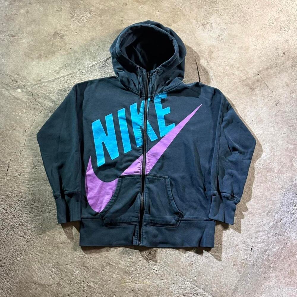 Y2K Black Nike Sportswear Zip Up Hoodie Sweatshirt